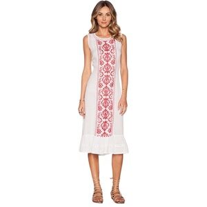 Revolve Tularosa Kirsten Dress Midi Embroidered Sleeveless Gauze Cottagecore